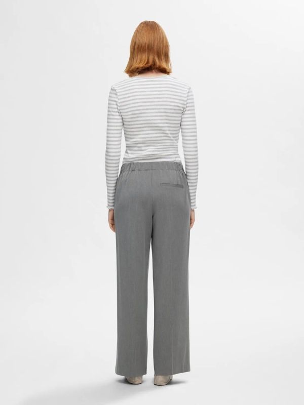 Selected Femme Emma-Tara MW Wide Pant Light Grey Melange  (16094122 light grey melange) - Schoenen Caramel (Sint-Job-in-’t-Goor)