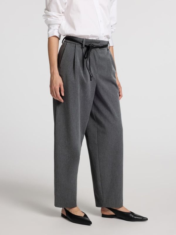 Selected Femme Piya Hw Barrel Pant Dark Grey Detail Melange  (16094933 dark grey) - Schoenen Caramel (Sint-Job-in-’t-Goor)