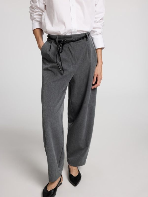 Selected Femme Piya Hw Barrel Pant Dark Grey Detail Melange  (16094933 dark grey) - Schoenen Caramel (Sint-Job-in-’t-Goor)