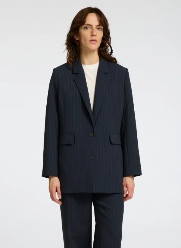 Selected Femme Rita LS Relaxed Blazer Pin Stripe Dark Sapphire  (16096648-dark sapphire pin stripe) - Schoenen Caramel (Sint-Job-in-’t-Goor)