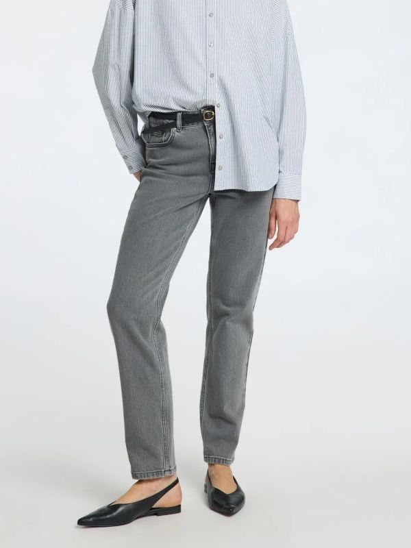 Selected Femme Alice MW Straight Eloise Light Grey Denim 