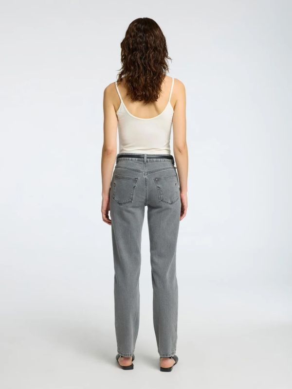 Selected Femme Alice MW Straight Eloise Light Grey Denim 