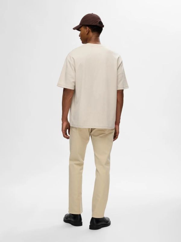 Selected Homme Loose Oscar SS O-Neck Tee Oatmeal  (16094143 oatmeal) - Schoenen Caramel (Sint-Job-in-’t-Goor)