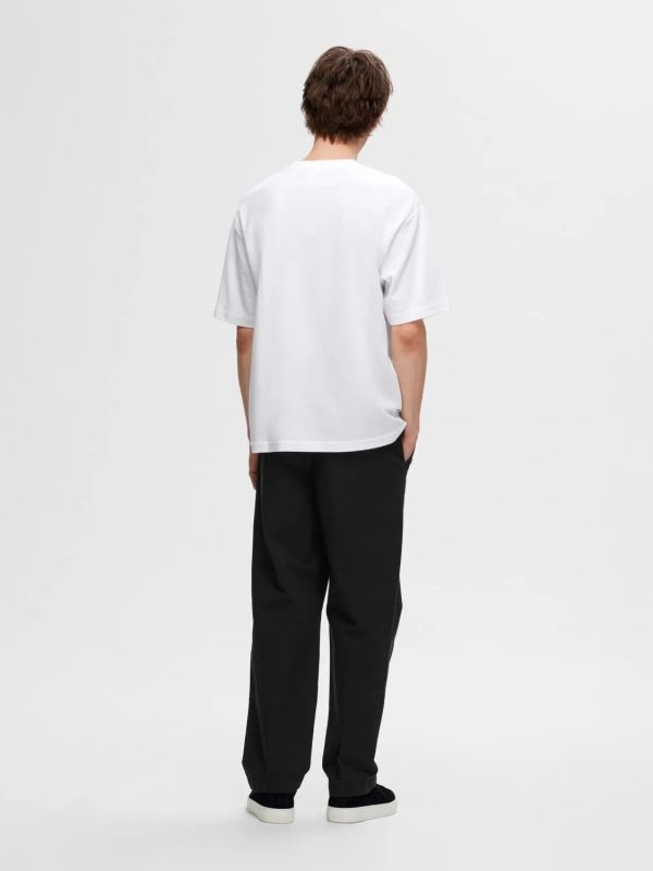 Selected Homme Loose Oscar SS O-Neck Tee Bright White  (16094143 bright white) - Schoenen Caramel (Sint-Job-in-’t-Goor)