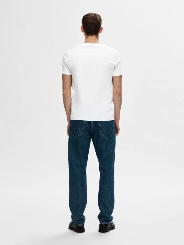 Selected Homme New Pima SS O-Neck Tee Bright White  (16073457 bright white) - Schoenen Caramel (Sint-Job-in-’t-Goor)