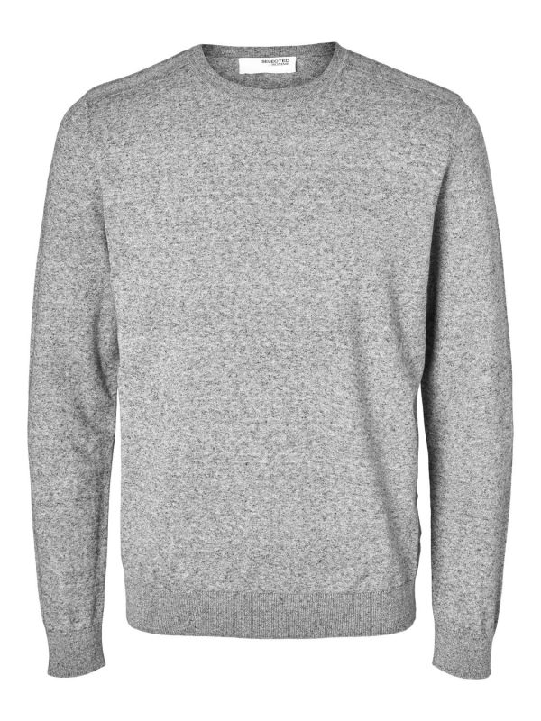 Selected Homme Berg Crew Neck Light Grey Meal Twist  (16074682 light grey) - Schoenen Caramel (Sint-Job-in-’t-Goor)