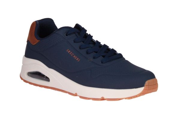 Skechers Uno Suited On Air Blauwe Sneaker  (183004-NVY) - Schoenen Caramel (Sint-Job-in-’t-Goor)