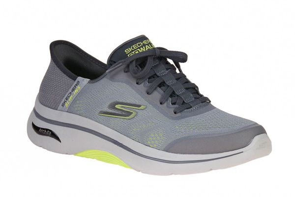 Skechers Slip-Ins Go Walk Arch Fit 2.0 Gray/Lime  (216604-GYLM) - Schoenen Caramel (Sint-Job-in-’t-Goor)