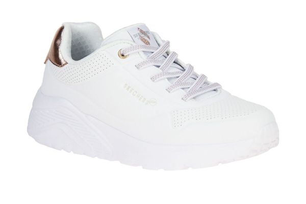 Skechers Uno Lite Metallic Mode Witte Sneaker  (310384L-WHT) - Schoenen Caramel (Sint-Job-in-’t-Goor)