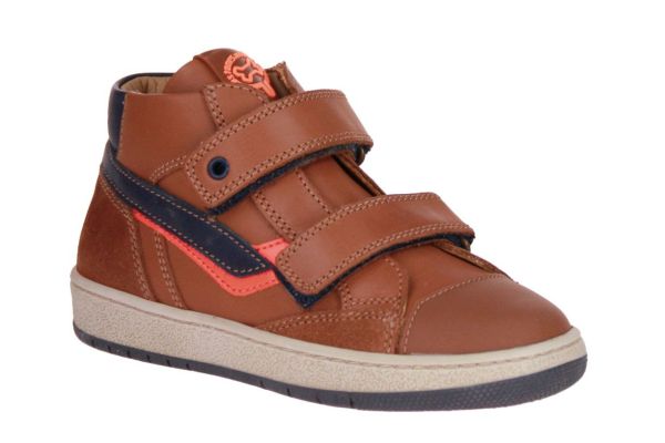 Stones and Bones Crosp Cognac-Blauwe Velcroschoen  (CROSP CUOIO NAVY) - Schoenen Caramel (Sint-Job-in-’t-Goor)