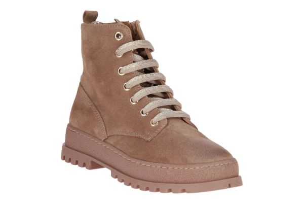 Stones and Bones Svasa Beige Veterboot  (SVAVA GLITTER SAND PLATIN) - Schoenen Caramel (Sint-Job-in-’t-Goor)