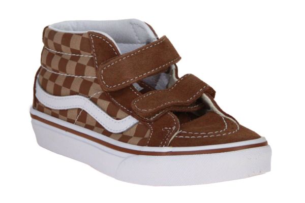 Vans Sk8-Mid Reissue V Neutral Checkerboard Brown  (VN000CZ7BF21) - Schoenen Caramel (Sint-Job-in-’t-Goor)