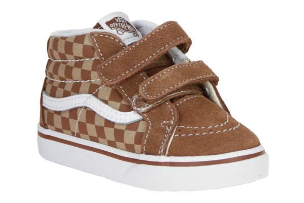 Vans Sk8-Mid Reissue V Neutral Checkerboard Brown  (VN000D0PBF21) - Schoenen Caramel (Sint-Job-in-’t-Goor)