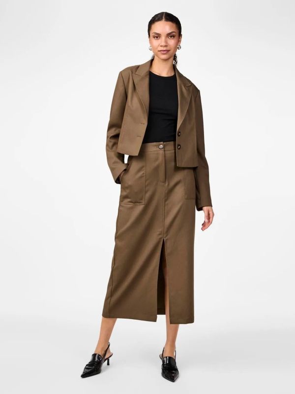 Y.A.S. Cappa HW Ankle Skirt Capers  (26034414 capers) - Schoenen Caramel (Sint-Job-in-’t-Goor)