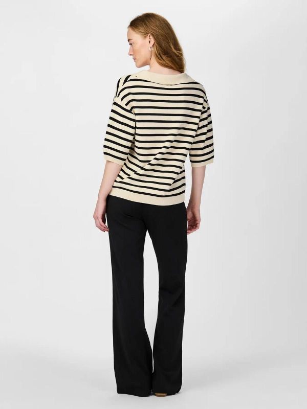 Y.A.S. Fonny 2/4 Knit Pullover Birch Black Stripes  (26036274 birch black stripes) - Schoenen Caramel (Sint-Job-in-’t-Goor)