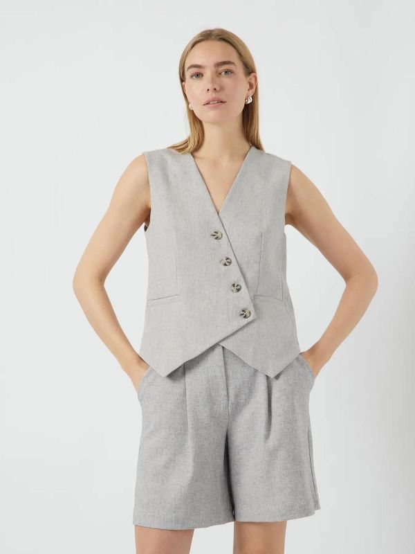 Y.A.S. Riu Waistcoat Light Grey Melange  (26036846 light grey melange) - Schoenen Caramel (Sint-Job-in-’t-Goor)