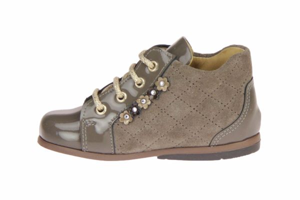 Zecchino d'Oro Taupe Geklede Sneaker Bloemetjes  (1024/H) - Schoenen Caramel (Sint-Job-in-’t-Goor)