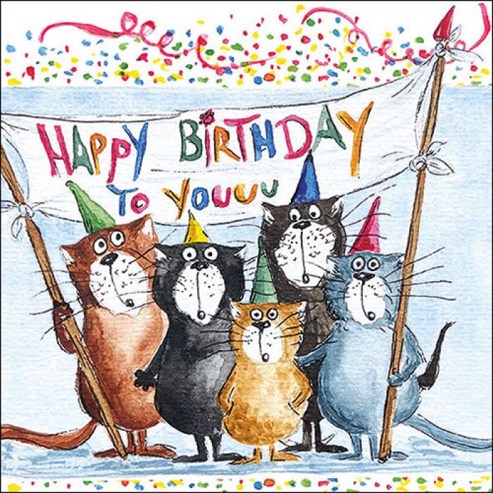 Ambiente Napkin 33x33 Cats Birthday  (13317135) - Schoenen Caramel (Sint-Job-in-’t-Goor)