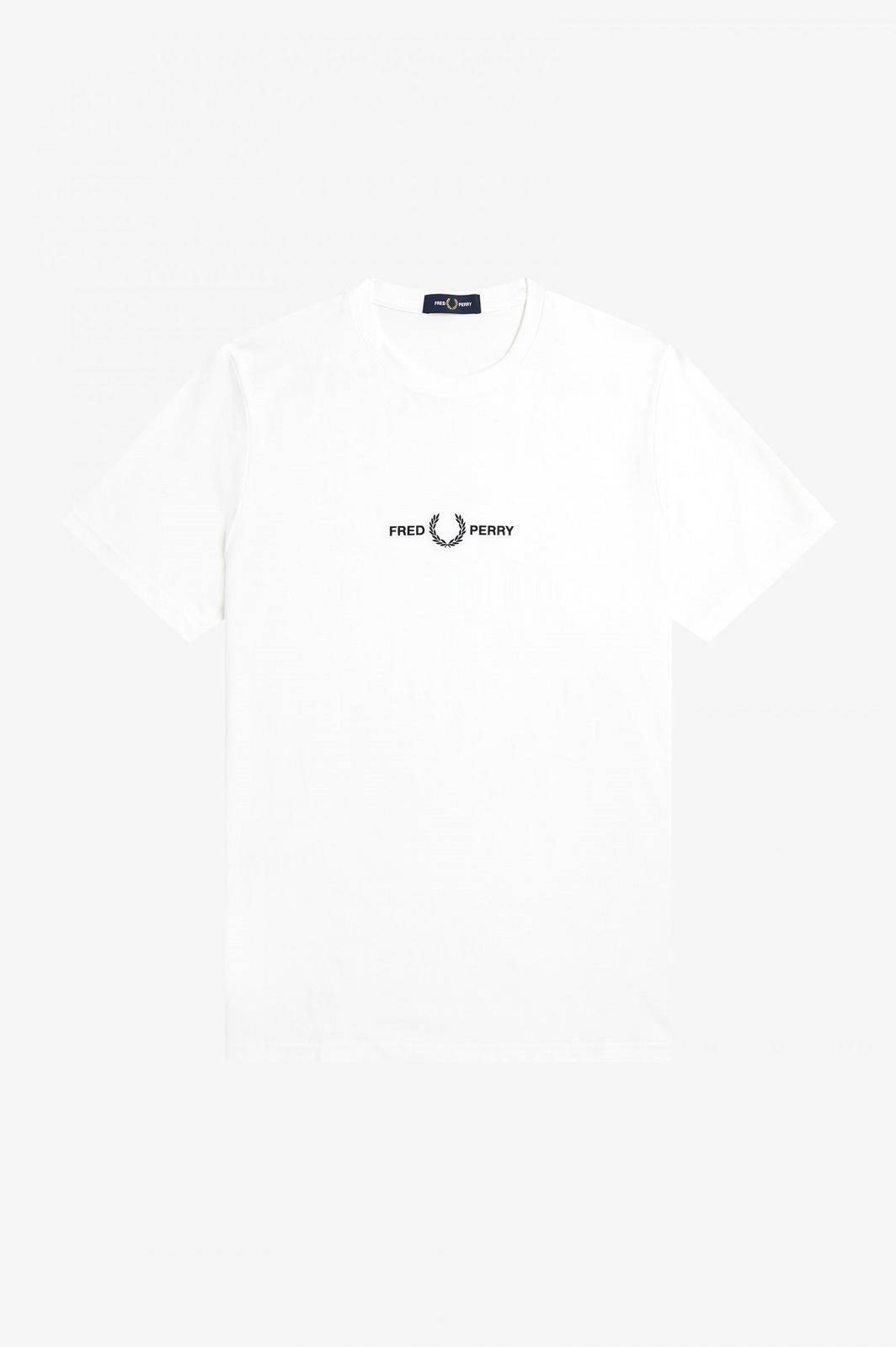 Fred Perry Embroidered T-Shirt White  (M4580-100) - Schoenen Caramel (Sint-Job-in-’t-Goor)